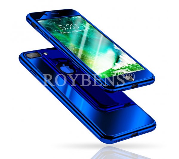 360° kryt zrkadlový iPhone 6 Plus/6S Plus - modrý